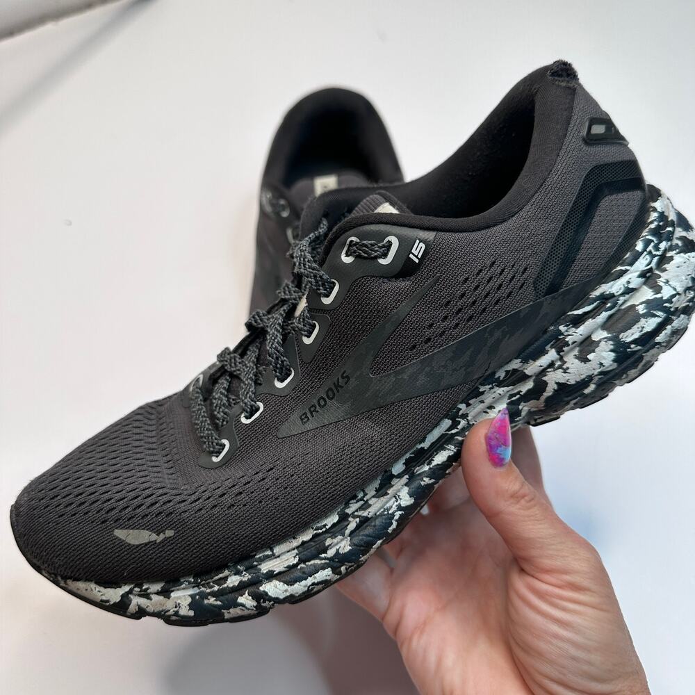 Brooks Ghost 15 Ebony Black White Running Shoes